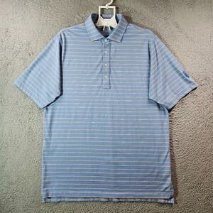 Martin Polo Shirt Men‎ Large Short Sleeve Blue Striped - L